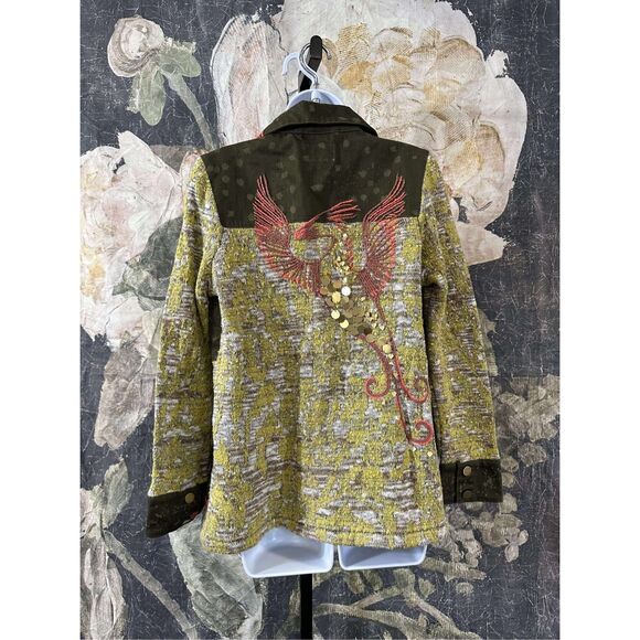 New Anthropologie Pilcro Embroidered Phoenix Sweater Jacket Size small - Picture 5 of 9